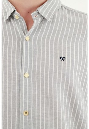 Camisa Cuello Francés Gris Para Hombre