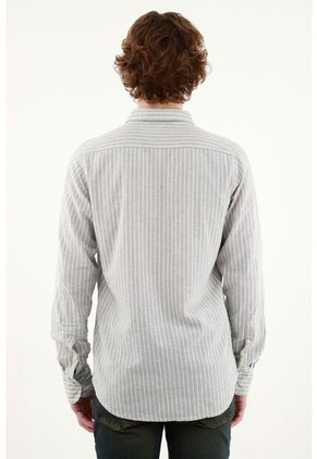 Camisa Cuello Francés Gris Para Hombre