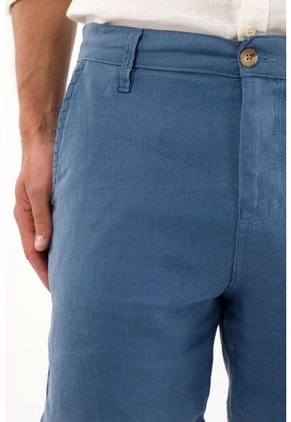 Tennis Bermuda En 100% Lino Azul Para Hombre