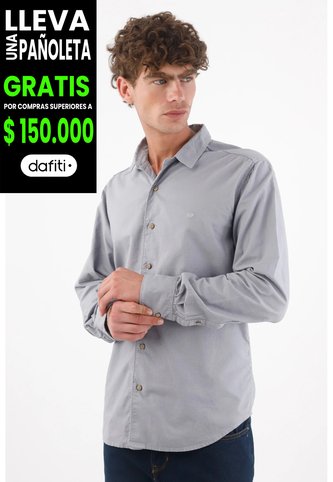 Tennis Camisa Para Hombre En Algodón Gris Claro Fit Clásico Con Mini Bordado De Raquetas Tennis