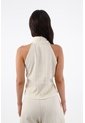 Tennis Camisa Sin Mangas Para Mujer En Poliéster Beige Fit Relajado Con Escote Halter Drapeado de Tennis