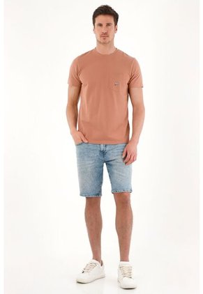 Tennis Camiseta Con Bolsillo Delantero Café Para Hombre