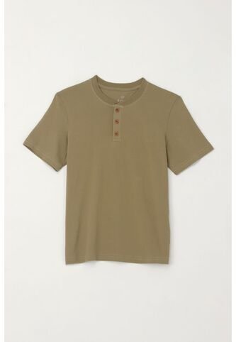 Camiseta Cuello Redondo Con Botones Verde Para Niño Tennis