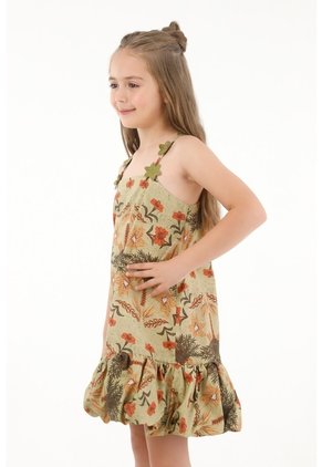 Vestido Corto Con Estampado De Flores Para Niña