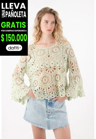 Tennis Camisa Manga Larga Bordada Verde Para Mujer Tennis