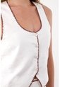 Tennis Chaleco En Apariencia Lino Con Escote Profundo Blanco Para Mujer de Tennis