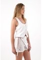 Tennis Chaleco En Apariencia Lino Con Escote Profundo Blanco Para Mujer de Tennis