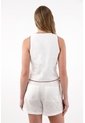 Tennis Chaleco En Apariencia Lino Con Escote Profundo Blanco Para Mujer de Tennis