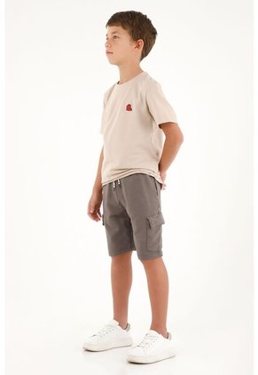 Camiseta Básica Café Con Estampado En Punto Corazón Para Niño