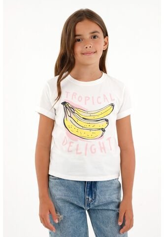 Camiseta Crudo Cuello Redondo Estampada Para Niña Tennis