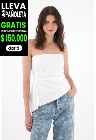 Tennis Camisa Straplesse Con Recogido De Silueta Amplia Para Mujer Tennis