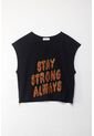 Tennis Camiseta Boxy Fit Manga Sisa Negra Para Mujer de Tennis