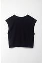 Tennis Camiseta Boxy Fit Manga Sisa Negra Para Mujer de Tennis