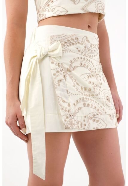 Tennis Falda Corta Tipo Pareo En Ojalillo Crudo Para Mujer