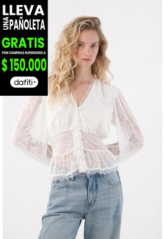 Tennis Camisa Manga Larga Con Encajes Crudo Para Mujer Tennis