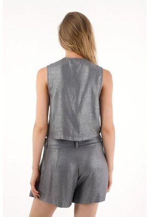 Tennis Chaleco De Escote En V Con Efecto Metalizado Para Mujer