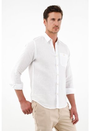 Tennis Camisa Blanca En Lino Para Hombre