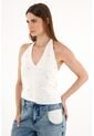 Tennis Camiseta Tejida Crudo Con Apliques De Brillo Para Mujer de Tennis