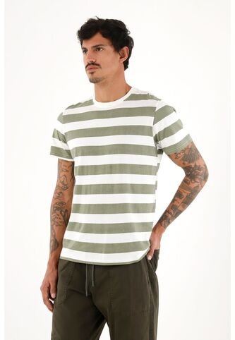 Camiseta Con Estampado De Rayas Verdes Para Hombre Tennis