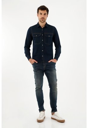 Tennis Camisa Con Bolsillos De Tapa Azul Para Hombre