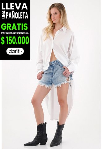 Tennis Camisa Larga En Posterior Blanca Para Mujer Tennis