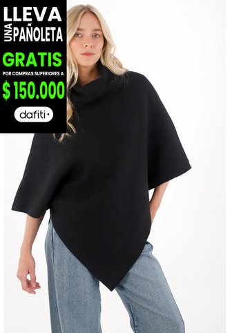 Tennis Buzo Tipo Capa Cuello Alto Negro Para Mujer Tennis