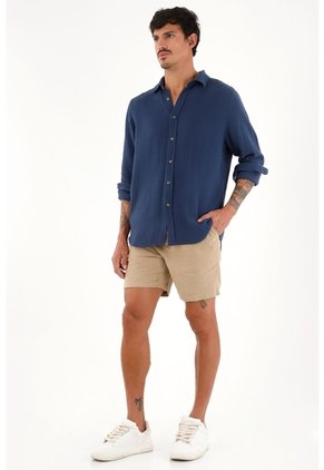 Tennis Camisa Azul Manga Larga Para Hombre