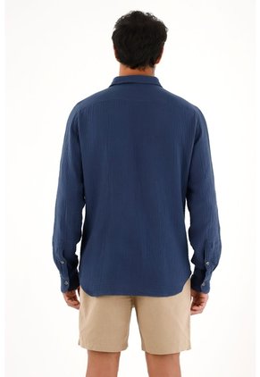 Tennis Camisa Azul Manga Larga Para Hombre