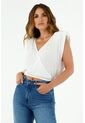 Camisa Oversized Crop De Mujer Con Hombreras, Color Blanco. de Tennis