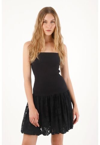 Tennis Vestido Corto Strapless Negro Para Mujer Tennis