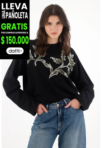 Tennis Buzo Con Detalle En Frente Negro Para Mujer Tennis