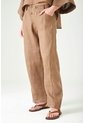 Tennis Pantalón Wide Leg Con Doble Botonadura De Lino Color Tierra Para Mujer de Tennis
