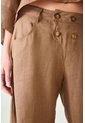 Tennis Pantalón Wide Leg Con Doble Botonadura De Lino Color Tierra Para Mujer de Tennis