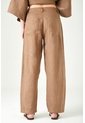 Tennis Pantalón Wide Leg Con Doble Botonadura De Lino Color Tierra Para Mujer de Tennis