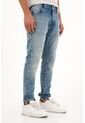 Tennis Jean Skinny De Tiro Medio Con Arrugas 3D Para Hombre de Tennis