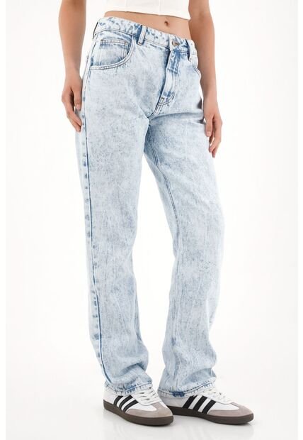 Tennis Jean Recto Tiro Alto Efecto Craquelado Para Mujer