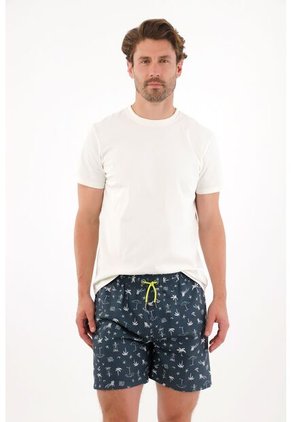 Tennis Pantaloneta De Baño Con Estampado Playero Para Hombre