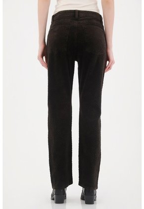 Tennis Jean Recto En Corduroy Con Efecto Vintage Negro Para Mujer