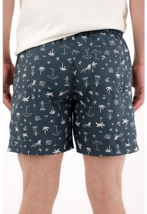 Tennis Pantaloneta De Baño Con Estampado Playero Para Hombre