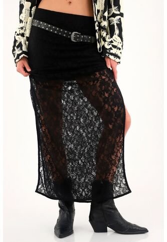 Tennis Falda Negra En Encaje Con Forro Corto Para Mujer Tennis