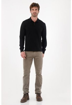 Tennis Camiseta Manga Larga Negra Con Acabado Suave Para Hombre
