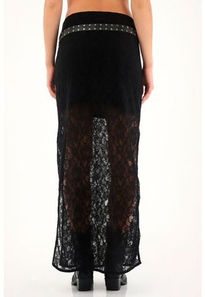 Tennis Falda Negra En Encaje Con Forro Corto Para Mujer