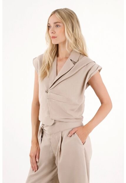 Tennis Chaleco Con Diseño Cruzado Café Para Mujer