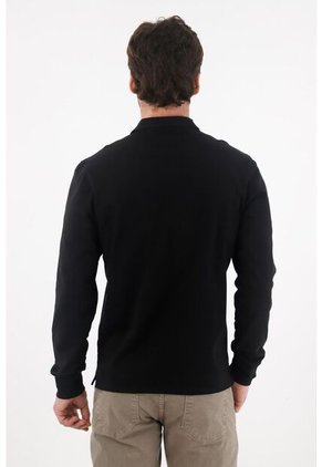 Tennis Camiseta Manga Larga Negra Con Acabado Suave Para Hombre