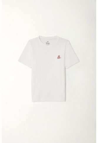 Camiseta Manga Corta Blanca Para Niño Tennis