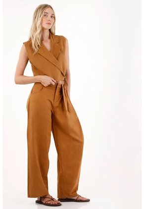 Tennis Chaleco Con Cuello De Solapas Café Para Mujer