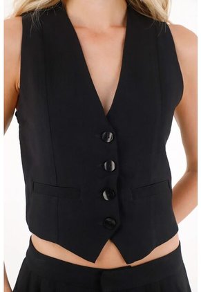 Tennis Chaleco En Tela Liviana Negro Para Mujer