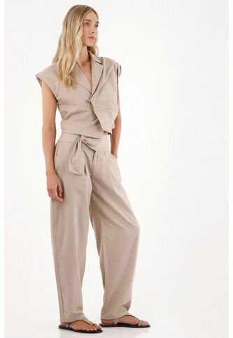 Tennis Pantalón Con Detalle De Cinturón Gris Para Mujer Tennis