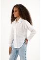 Camisa Clásica Con Ojalillo Blanca Para Niña de Tennis
