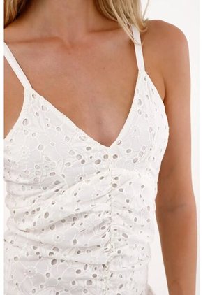 Tennis Vestido Corto En Ojalillo Crudo De Ajuste Cómodo Para Mujer